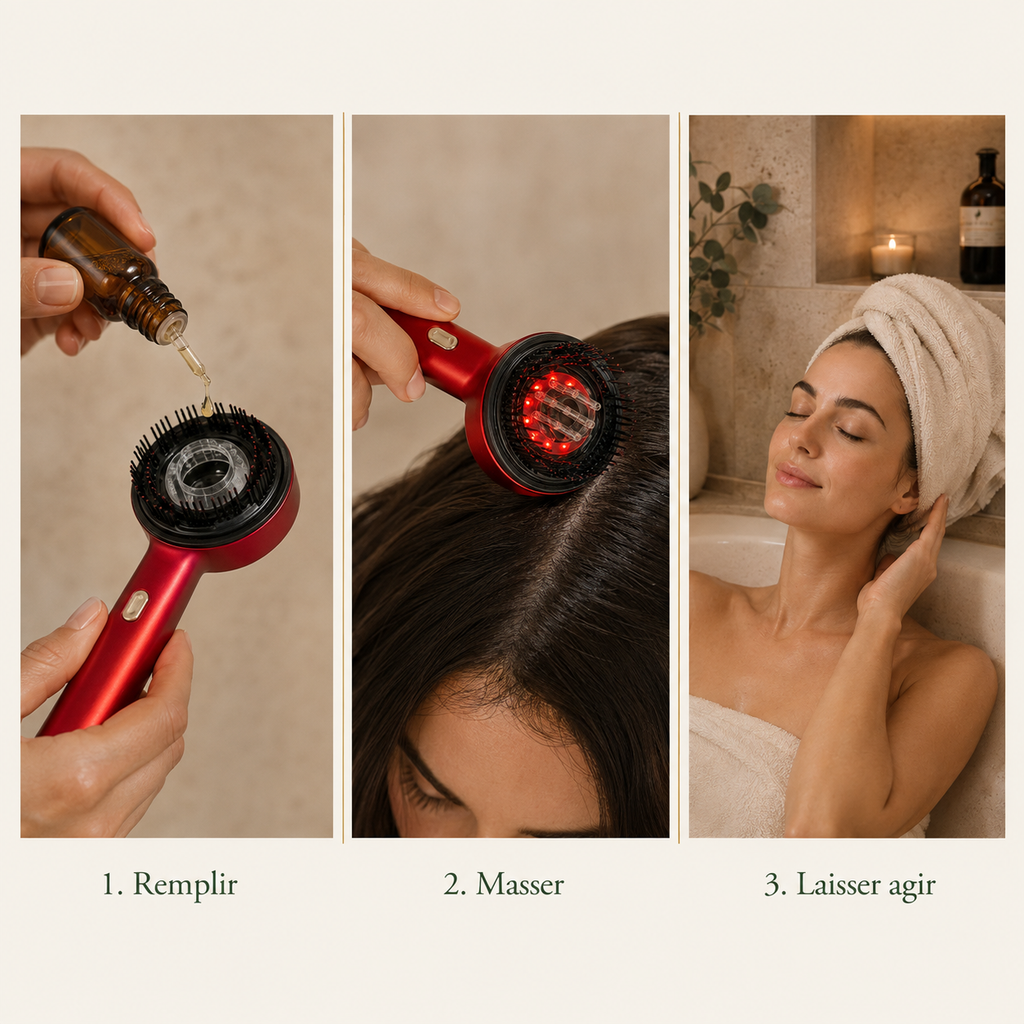Le rituel en 3 étapes : remplir, masser, laisser agir