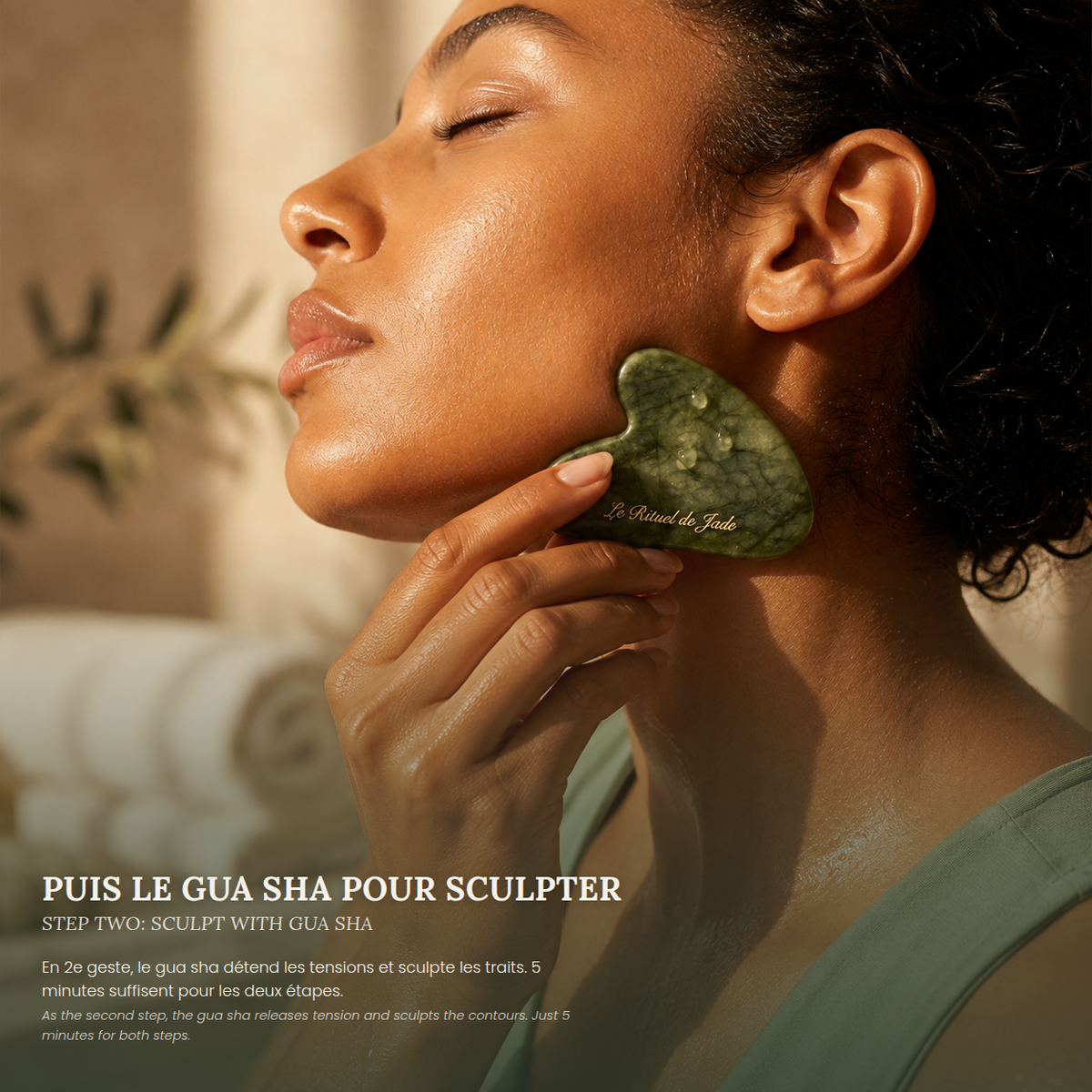 Masseur Roller Visage En Pierre De Jade Vert