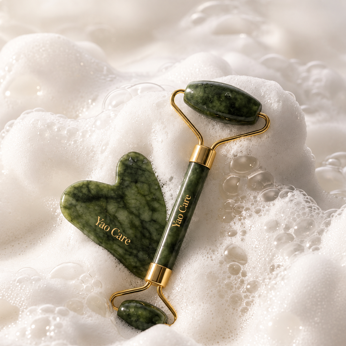 Masseur Roller Visage En Pierre De Jade Vert