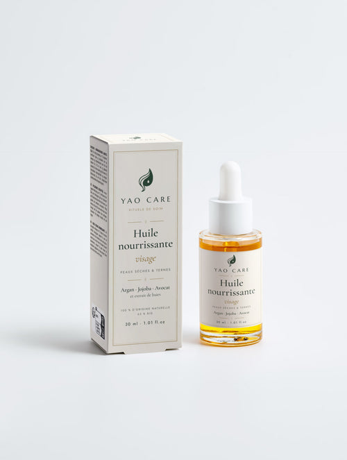 Huile nourrissante visage Yao Care, flacon 30 ml et son étui